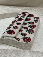 Sac fourre-tout décontracté à motif fraise perlé, pochette de soirée de luxe indienne entièrement faite à la main pour femme, broderie de perles