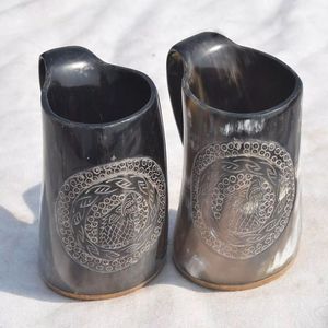 TAZAS DE CUERNO DE PALABRA CLAVE FÁBRICA DE LA INDIA PRODUCTOS ARTESANALES Taza para beber con cuerno Nuevo diseño Cuerno natural Beber vikingo original - Product Image 1