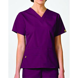 Uniformes unisexes à col en V pour femmes avec double poche Design original Couleurs unies Uniformes de soins de santé confortables en coton polyester - Product Image 1