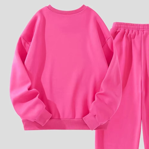 Wholesale Blank Pink Customize Logo Best Cotton <b>Women</b> Tracksuit Set High Quality Crew Neck Long Sleeve <b>Women</b> Tracksuit Set - Product Image 2