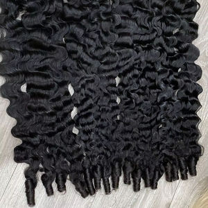 Venta al por mayor de pelo vietnamita de trama birmano rizado trenzado preestiramiento suelto de onda profunda extensiones de cabello humano crudo - Product Image 3