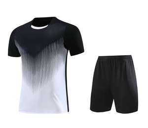 Custom Football Kit <b>Men's</b> Breathable Quick Dry Lightweight Anti-Bacterial <b>White</b> Navy Gradient Jersey <b>Shorts</b> Set Training Autumn - Product Image 4