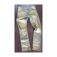 2025 erkek yüksek kalite % 100% pamuk düz pantolon sıkıntılı renk özelleştirilmiş yıkanmış Denim nefes Hip Hop Streetwear katı