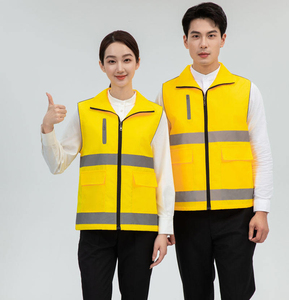 Chaleco DE SEGURIDAD reflectante sin mangas para hombre logotipo personalizado poliéster impermeable multibolsillo para seguridad en el trabajo de construcción - Product Image 6