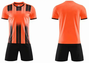 Uniformes de Fútbol Baratos Personalizados, Conjunto de Fútbol, Camiseta de Fútbol Naranja de Manga Corta y Pantalones Cortos Negros, Uniforme de Fútbol Completo - Product Image 2