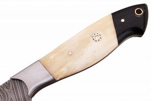 Couteau de chef de cuisine à lame en acier damassé fait à la main avec feuille d'os/micarta et poignée en acier pochette en cuir quantité minimale de commande OEM 20 pièces - Product Image 3