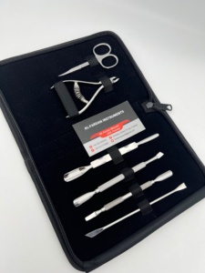 Mirror Polish Finish Manicure Pedicure Set Included Nail Nipper Scissors Pusher 6 In 1 Leather Kit nail Tools with Custom Logo - Product Image 3