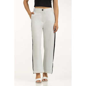 Pantalones Anchos para Mujer WG-WS-23-W33, Transpirables, Suaves, de Cintura Alta Elástica, con Decoración de Rayas Laterales Coloridas, Técnica de Arrugado Moderno - Product Image 4