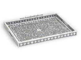 Plateau de service rectangle uni moderne de haute qualité avec différents motifs d'incrustation d'os pour meubles et décoration intérieure - Product Image 4