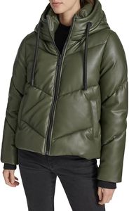 Veste courte en cuir PU vert tendance pour femmes, veste d'hiver épaisse de style streetwear - Product Image 6