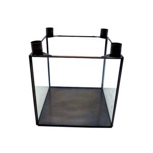 Bougeoir de l'Avent en fer et verre de conception unique noir mat PC Home & Christmas Party Lighting Decoration Handmade Bulk - Product Image 1