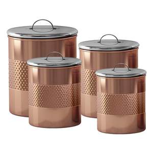 Multipurpose Copper <b>Canister</b> <b>Set</b> With Large Capacity And Easy To Open Lids Great For All Types Of Dry Storage Requirements - Product Image 5