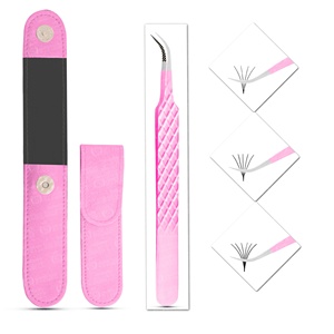 Agarre de diamante, accesorio de belleza de tensión ligera personalizado, pinzas de pestañas de acero inoxidable, Punta polvorienta, fibra, Etiqueta Privada, embalaje - Product Image 3