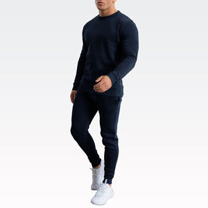 Conjunto personalizado de pantalones de chándal y sudadera con capucha para hombre, estilo de cuello redondo, ajustado, de dos piezas, con cremallera, diseño impreso - Product Image 1