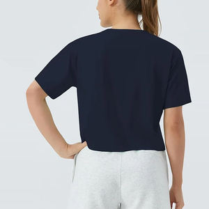 เสื้อครอปสตรีทแวร์ผ้าฝ้าย100% พิมพ์ลายสำหรับผู้หญิงเสื้อยืดระบายอากาศยืดได้ - Product Image 2