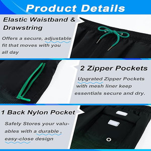 Custom 100% Cotton Casual Drawstring Eco-Friendly Windproof Swim Shorts Board Shorts Quick Dry Men's Swim Trunks with Pockets - Product Image 4