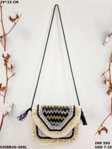 Banjara Boho hecho a mano para mujer bolso de noche diseñador con cuentas piedra bordado cuero estilo tradicional mezcla - Product Image 2