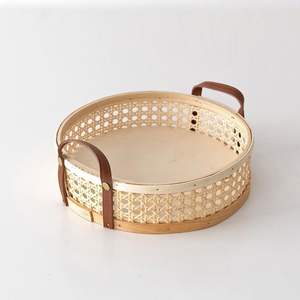 Bandeja de servicio de ratán hecha a mano para decoración del hogar de diseño único moderno o bandeja de caña o bambú a un precio razonable - Product Image 3