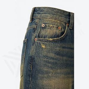 Jeans décontractés pour hommes, style ample, jambe droite, denim délavé, jambe large, toutes saisons, printemps, été, automne, hiver, couleur personnalisée - Product Image 5