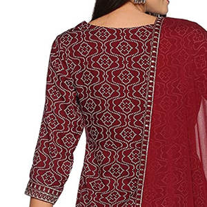 Traje de 3 piezas de diseño bordado indio paquistaní formal de gasa de calidad superior personalizado para mujer - Product Image 6