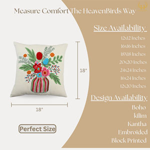 Crocheted Striped <b>Floral</b> Vase <b>Cushion</b> <b>Cover</b> | Portable Colorful Boho Botanical Decorative Throw Pillow <b>Cover</b> for Sofa Home Decor - Product Image 4