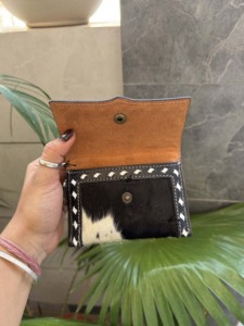 New Hand <b>Tooled</b> Carving Western Hair on Cowhide Leather <b>Small</b> Wristlet Coin Purse Multi Uses Mini Wallet for Women Western Gifts - Product Image 4