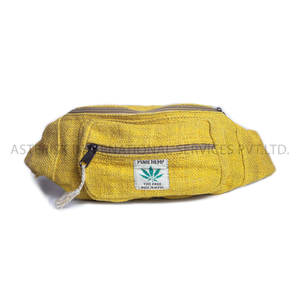 Riñonera de Algodón y Cáñamo Teñida Naturalmente, Hecha a Mano, Ligera, con Patrón Geométrico Vintage, Vegana, Unisex, con Cierre de Cremallera, Nepal - Product Image 1