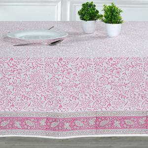 2025 Trending Handmade Rose Pink Indian Block Printed Floral Pattern French Top Tablecloth <b>Table</b> <b>Cover</b> Made of Cotton - Product Image 3