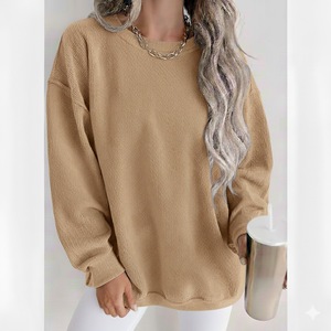 Pull-over en tricot côtelé uni de haute qualité pour femmes, décontracté, hiver, vente en gros, teinture unie, technique 100% coton - Product Image 5