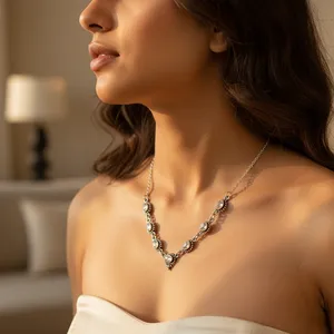 Collar de Plata de Ley 925 para Mujer, Estilo Vintage, Chapado en Rodio, con Cristales de Imitación y Cadena de Serpiente, para Uso Diario - Product Image 2