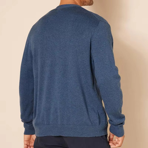 Suéter Cárdigan Informal de Punto 12GG para Hombre, 100% Algodón, Color Sólido Personalizado en la Parte Delantera, Venta al por Mayor, Alta Calidad, Novedad de 2025 - Product Image 4