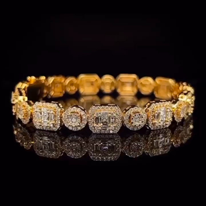 สร้อยข้อมือสไตล์ฮิปฮอปแนวสตรีทหินน้ำแข็ง10K สีทอง8มม. สร้อยคอไมอามี่คิวบาสำหรับผู้ชายเครื่องประดับทองแร็ปเปอร์ขายส่ง - Product Image 2