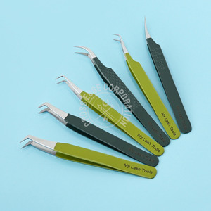 Pinzas innovadoras para extensiones de pestañas con aislamiento ligero, pinzas para pestañas con volumen de acero inoxidable, pinzas con punta de fibra de 90 grados - Product Image 1