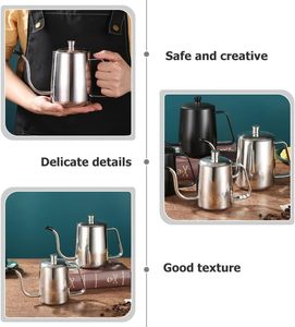 Stainless Steel Gooseneck Kettle Long Narrow Spout Hand Drip <b>Tea</b> Pot Lid for Home Travel Outdoor Coffee <b>Maker</b> Metal Material - Product Image 5