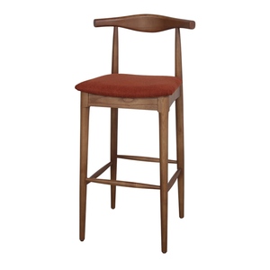 NOGANSEN Tabouret haut en bois rembourré pour bar, salle à manger, hôtel et extérieur Siège en tissu Teja - Product Image 1
