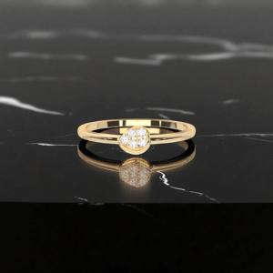 Anillo de diamante de corte redondo de moissanita de 0,04 quilates, Juego de puntas de Fantasía Floral en oro macizo de 10K, 14K, 18K, quilates, - Product Image 4