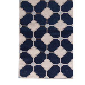 อัลฮัมบรา บลู แฟลต วีฟส์พรมขนสัตว์ขนาดใหญ่ 9x12 รูปทรงสี่เหลี่ยมผืนผ้าลายเรขาคณิตห้องนั่งเล่นพรมปูพื้นทางเดินรุ่น ADWL-13315 - Product Image 4