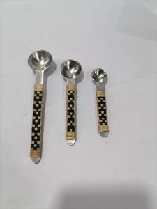 ชุดมีดหั่นเนยชีสทำจากสแตนเลสมีด้ามจับโลหะทองเหลืองชุดเครื่องใช้บนโต๊ะอาหารชุดเครื่องใช้ในร้านอาหารทำด้วยมือ - Product Image 4