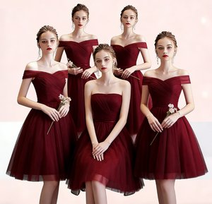 Robes de <span class=keywords><strong>demoiselle</strong></span> <span class=keywords><strong>d</strong></span>'<span class=keywords><strong>honneur</strong></span> personnalisées multi-styles en tulle rose, coupe trapèze, longueur genou, <span class=keywords><strong>robe</strong></span> de soirée formelle - Product Image 1