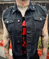 Gilet de motard en denim avec patchs, veste en jean pour motard, veste en denim pour homme, gilet personnalisé disponible dans toutes les couleurs et tous les designs