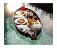 Panier de petit-déjeuner flottant de qualité supérieure plateau de service de piscine en rotin fait à la main