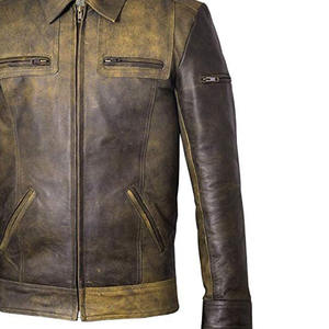 Chaqueta de cuero de PU informal para hombre de primavera y otoño con cuello redondo y cuello levantado procesamiento terminado Slim Fit - Product Image 4