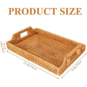 Bandeja rectangular de ratán con asas-Bandeja decorativa para servir para mesa de centro, desayuno y bebidas | Tienphong Wholesale 2025 - Product Image 6