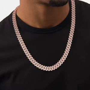 Cadena Cubana en Oro Rosa de 14k con Diamantes de Laboratorio, Joyería Iced Out, 16, 18, 20, 22, 24 Pulgadas, 16mm para Hombre, Collar Cubano Hip Hop - Product Image 3