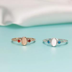 Base de Plata de Ley 925 para Piedra de Nacimiento, Ovalada de 5x8mm, para Joyería de Resina con Leche Materna o Cenizas, Anillo Personalizado, Regalo del Día de la Madre - Product Image 1