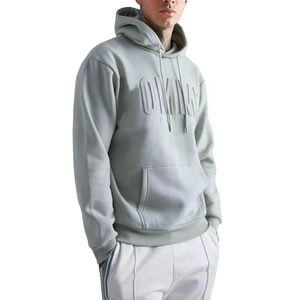 Vente en gros de sweats à capuche gaufrés tricotés anti-rides 260 g/m² pour femmes saison d'hiver en polyester/coton col montant avec logo à l'avant - Product Image 1