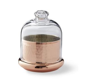 Beurrier en métal au design martelé avec poignée décorative et couvercle hermétique, parfait pour servir le beurre sur la table à manger - Product Image 1