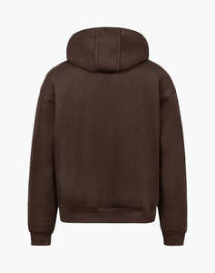 เสื้อฮู้ดดี้สีน้ำตาลเข้มสำหรับผู้ชาย สกรีนโลโก้ได้ ผ้าหนา แขนยาว มีกระเป๋าจิงโจ้ สไตล์ลำลอง สตรีทแวร์ รับผลิตแบบ OEM ODM - Product Image 2