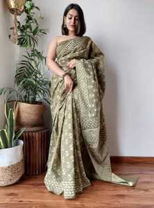 Indiase Stijl Originele Puur Zacht Linnen <span class=keywords><strong>Saree</strong></span> Met Digitaal Bedrukt Werk Nieuwste Ontwerp Met Lage Prijs Door Maruti Mode - Product Image 6