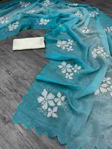 Venta caliente de seda crujiente con bordado de lentejuelas Saree mujer fabricante de moda de Surat a precio mayorista - Product Image 5